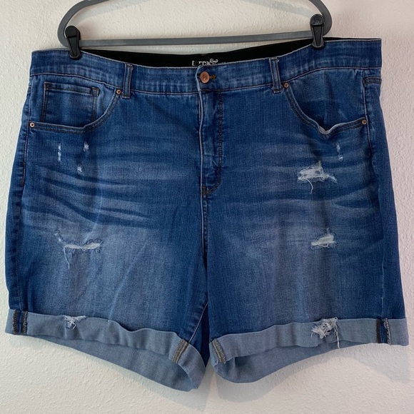 Terra Sky Distressed Denim Shorts Plus 